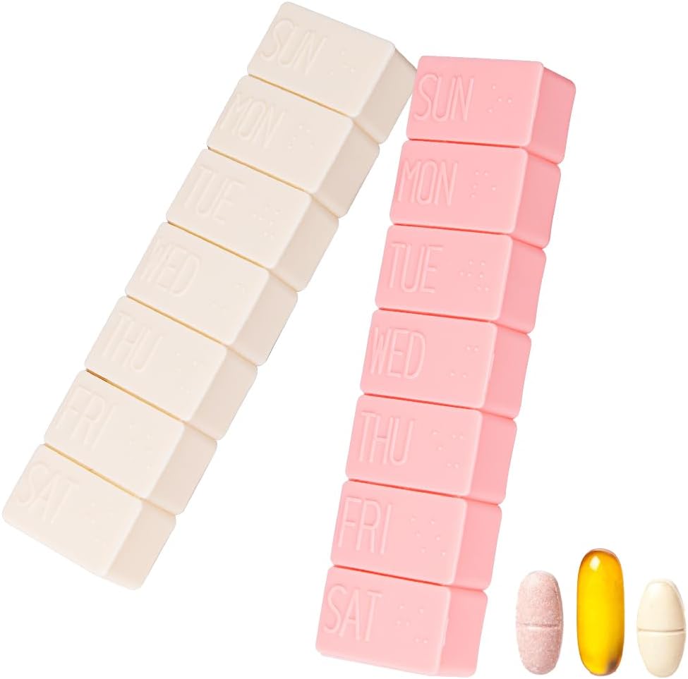Sanderala 2Pack Weekly Pill מארגנת, Extra Large 7 Days Pill Cases Travel Daily Pill Box for Fish Oil, Calcium Tablets Supplements ו- אחרים גלולות ויטמין