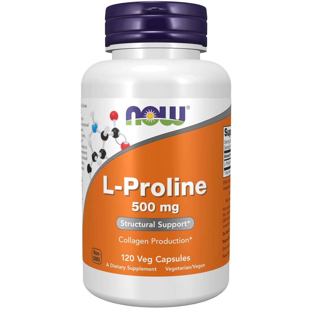 Now Foods L-Proline 500 מ"ג, Veg-Capsules, 120-Count (Pack of 2)