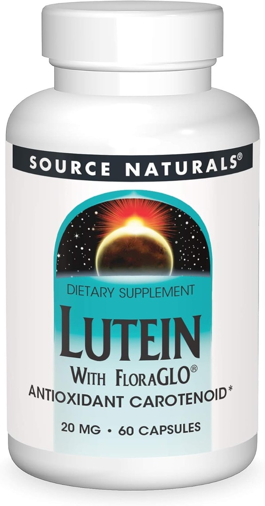 מקורות טבעיים Lutein עם פלורהGLO 20 מ"ג Antioxidant Carotenoid - 60 קפסולות