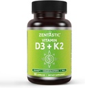 ויטמין Zentastic D3 K2, 5000IU & 200mcg, ויטמין D & Patented MK7 & MK4 עבור תמיכה מורכבת 3in-1 - Vegetarian, non-GMO, 90 Caps
