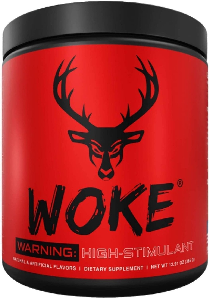 Bucked Up - Woke - High STIM Pre Workout - Best Tasting - Focus Nootropic, משאבה, כוח, 30 משרתים (כחול פטל)