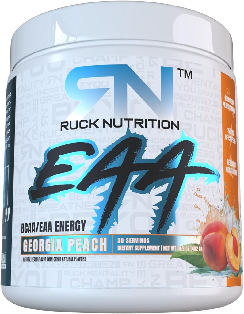 RUCK NUTRITION EAA | הידרציה, אנרגיה, ו- Recovery Supplement | Full Spectrum Essential Amino Acids + BCAAs (30 משרתים, Georgia Peach)