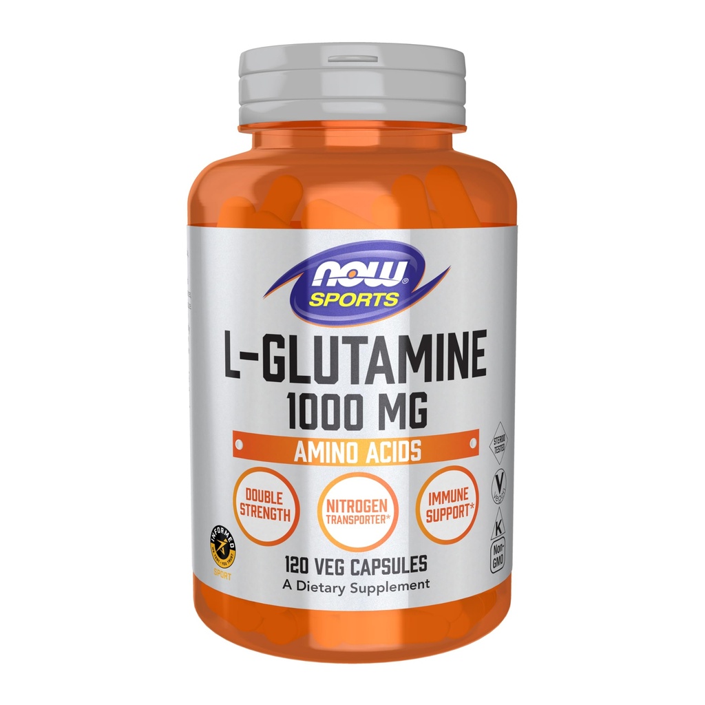 Now Foods Sports Nutrition, L-Glutamine, כוח כפול 1000 מ"ג, Amino Acid, 120 קפסולות Veg
