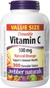 Webber Naturals ויטמין C, 300 טבליות כתום Chewable, 500 מ"ג של ויטמין C Per Tablet, עצמות, שיניים, Immune ו- Antioxidant Support