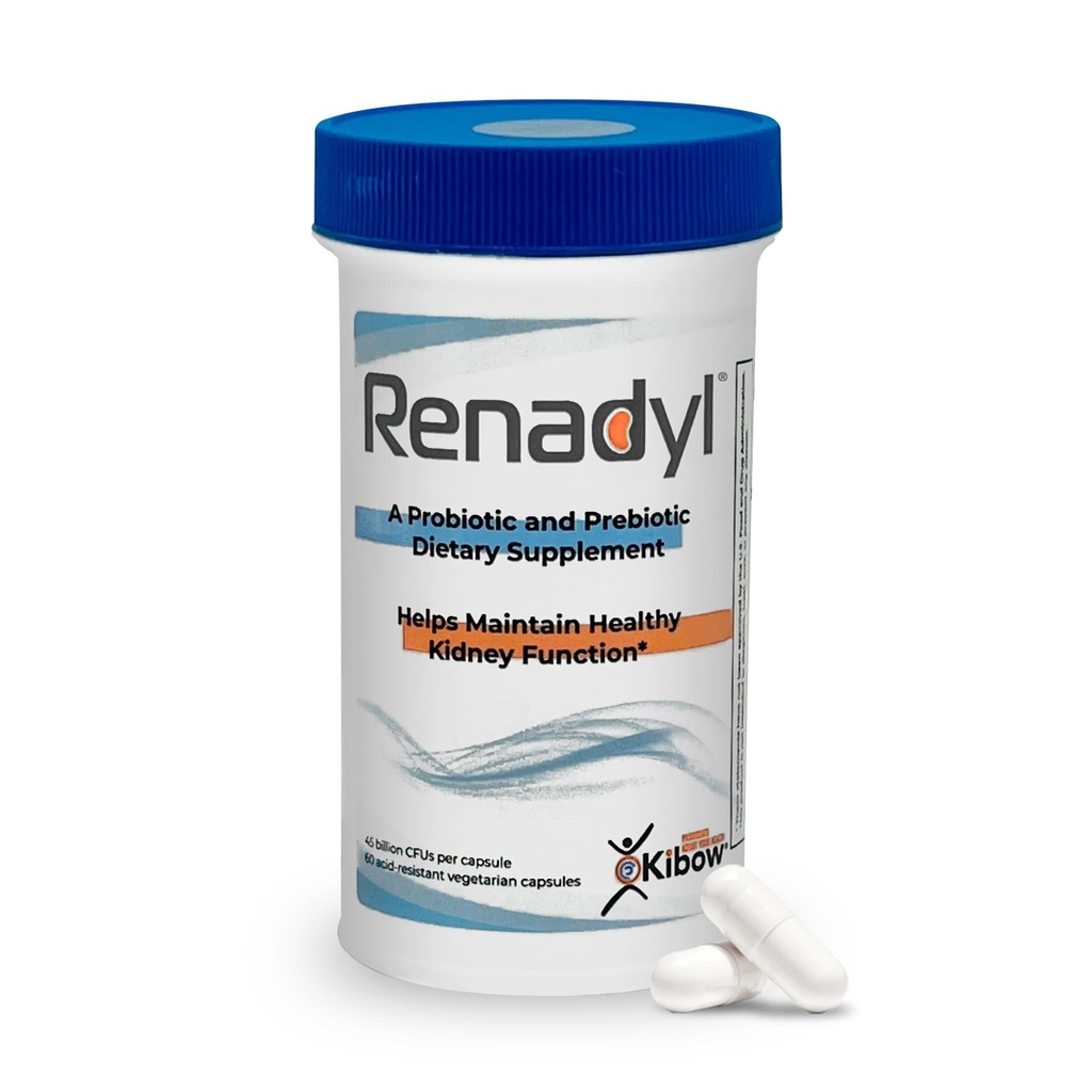 Renadyl Kidney Proביוטיקה | Urea, Creatinine, & Uric Acid Support | 45 מיליארד CFUs | בדיקה קלינית, Non-GMO, & Made in USA, 60 קפסולות (1בק, 1 חודשים אספקה)