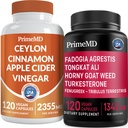 Ceylon Cinnamon (1pk) ו Fadogia טונגקאט עלי (1pk) תוסף Bundle - ויטמין פוטנט ללב, אנרגיה, שרירים, טסטוסטרון, ו- Immune Support - Non-GMO, טבעוני, Gluten-FreeFree