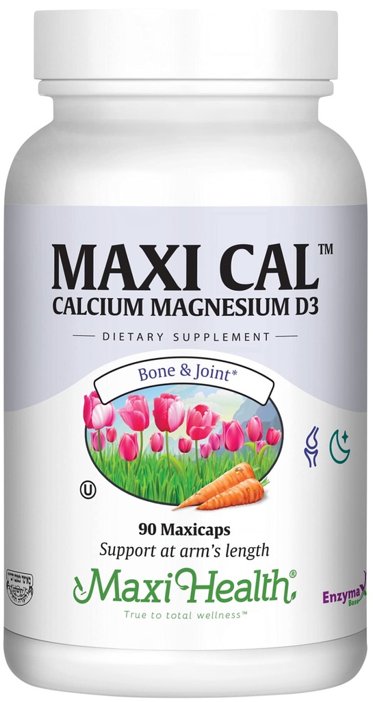 Maxi Health Calcium 1000 מ"ג תוסף עם ויטמין D3 (1000 IU) ומגנזיום (500 מ"ג) - עצם, שיניים ותמיכה משותפת לגברים ונשים - 90 קפסולות