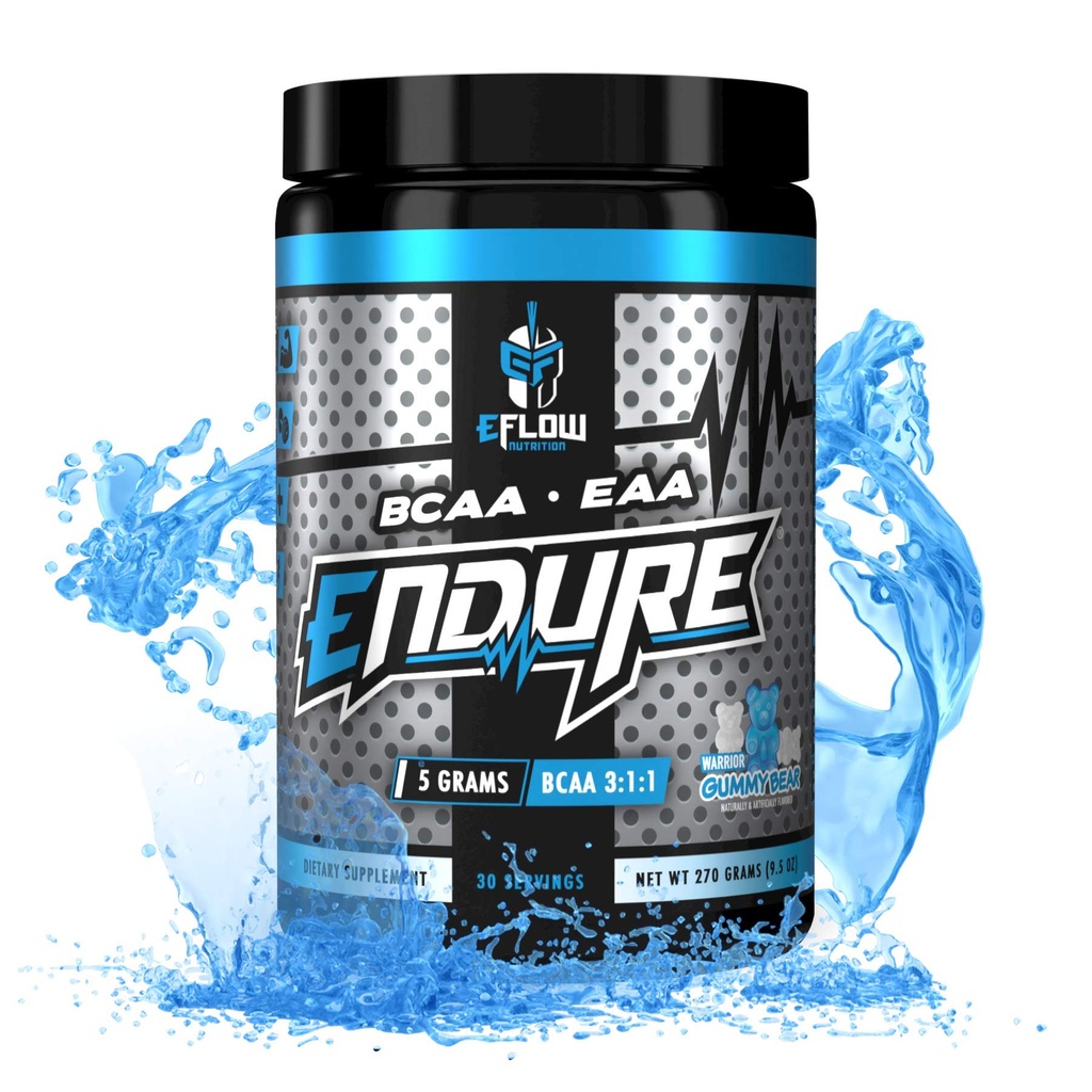 EFlow Nutrition Endure BCAA Plus EAA - אבקת Amino Acids אלקטרוליטית Intra Workout - שיפור אנרגיה, התאוששות וביצוע - Warrior Gummy Bear (30 משרתים)