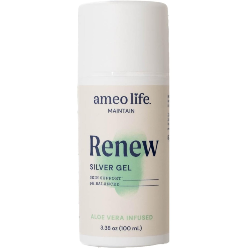 Ameo Life Colloidal Silver Gel for Skin Care with Aloe Vera - 30ppm Wound Care Gel מספק Wound Care for Cuts, Scrapes & Burns - Gentle Formula for Healthy Skin (3.38 oz)