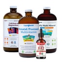LIQUIDHEALTH Women's Health & Vitality Daily נוזלי Multivitamin Bundle עם Prenatal /Postnatal Multivitamin, Calcium & Magnesium, Daily Multi מינרלים, & אורגני ויטמין B12 טיפות - ארה"ב Made, non-GMOnatal Multivitamin, Calcium & Magnesium, Daily Multi מינרלים, & Organic ויטמין B12 Drops - USA Made, Non-GMO