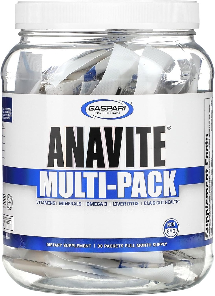 Gaspari Nutrition Anavite, Full Spectrum Multi-Vitamin Packs, Anavite Multivitamins, CLA, אומגה 3s, פרובנס גוט, ופרובנס Liver Detox, All in 1 (30 משרתים, 5 ב 1 Multivitamin Pack)