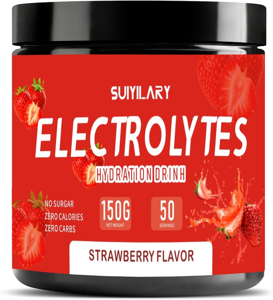 אבקת אלקטרוליטים No Sugar No Carbs, Keto Daily Electrolyte Drink Mix Mix, Potassium & Salt hydrotion אבקת אלקטרוליט Zero Calorie Sugar Free Electrolyte אבקת, Strawberry 50 משרתים