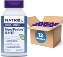 Natrol Mood חיובי 5-HTP 50 מ"ג עם L-theanine, ויטמין B6, ויטמין B12 ו- Folate, תוספי תזונה תומכים חיובי Mood, 50 טבליות, 25-50 יום אספקה (pack של 12)