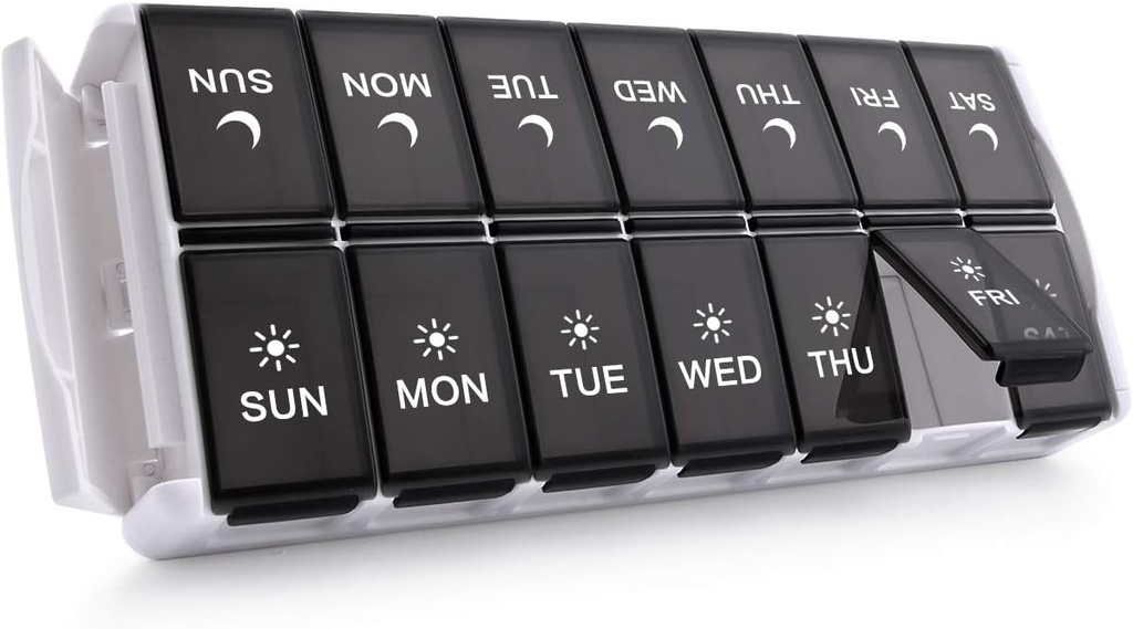 TookMag Weekly Pill מארגנת 2 פעמים ביום, Easy Fill Medicine Pill Productionser AMPM Pill Case, Large Capacity 7 Day Pill Box for Pills/Vitamin/Fish Oil/Supplements (מרשם רשמי)