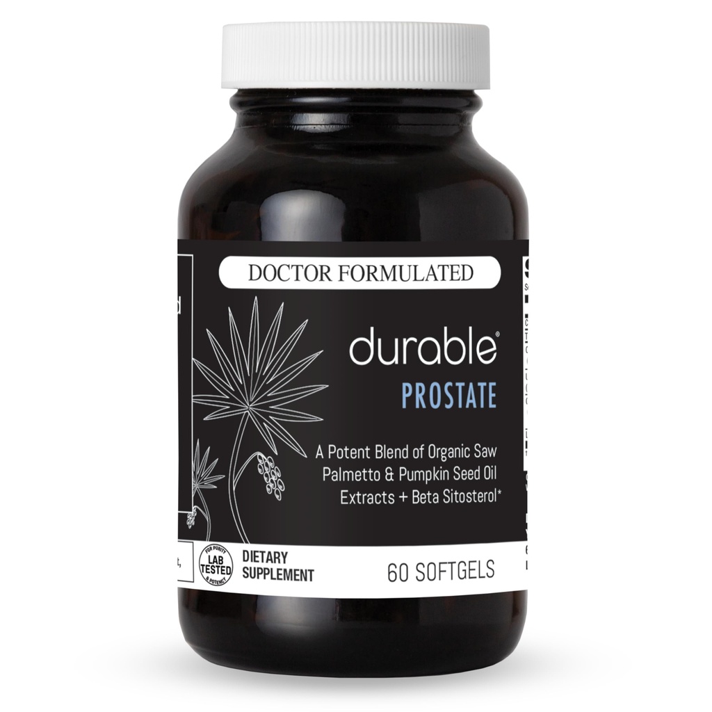 Durable Prostate - אורגני USPlus Saw Palmetto + Beta-Sitosterol - תומך בבריאות הערמונית של גברים, הפונקציה Bladder ו Flow- Doctor-Formulated, Made in USA - 30 יום אספקה (60 Softgels)