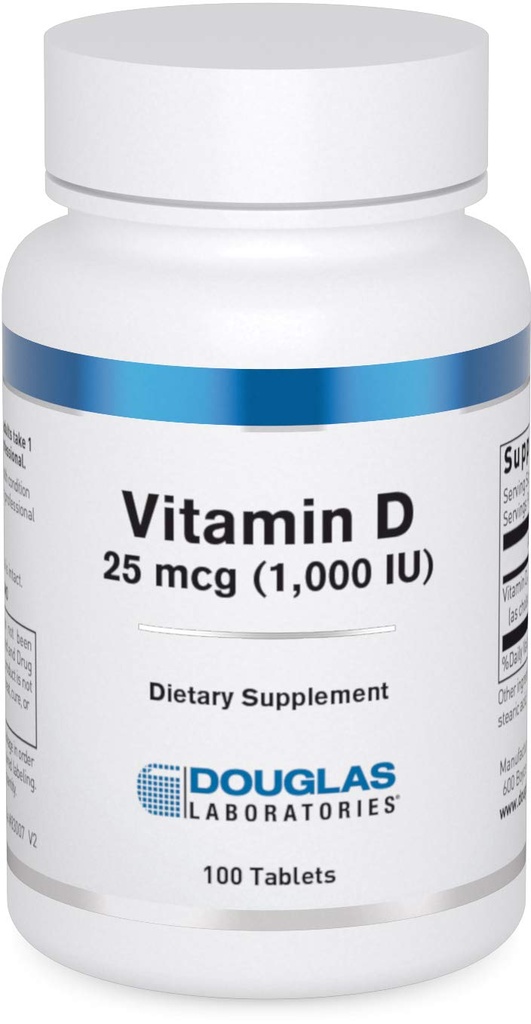 דאגלס מעבדות ויטמין D 25 mcg (1,000 IU) - D3 ויטמין - עבור תמיכה החיסון, בריאות העצם & Tooth בריאות * - D כמו כולסטרול - 100 טבליות