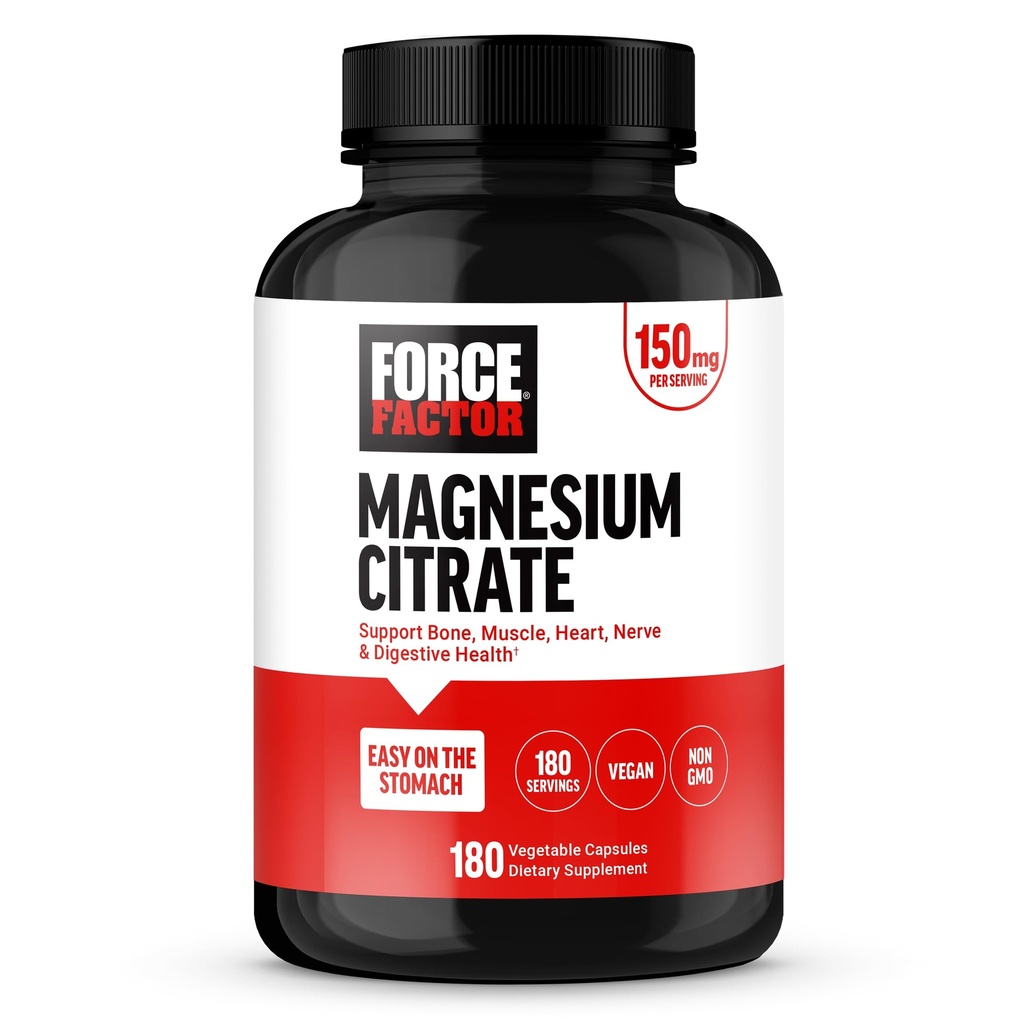כוח גורם Magnesium Citrate, Magnesium תוסף לנשים וגברים כדי לתמוך עצמות, שריר, עצב, העיכול, בריאות הלב, קל על Stomach, טבעוני, 6-Month אספקה, 180 קפסולות