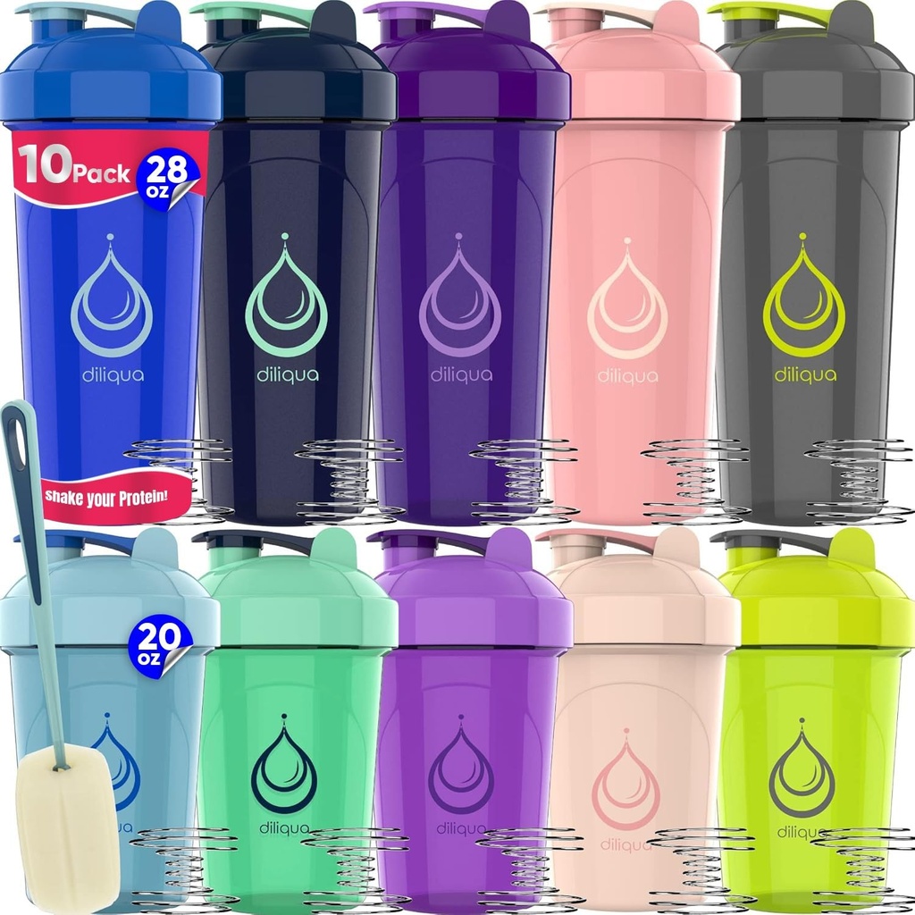 10 PACK, Shaker Bottles with Wire Whisks forחלבון Mixes | Leakהוכחה בלנדר שאיקר בקבוק Pack