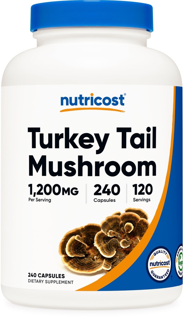Accost טורקיה Tail Mushroom קפסולות 1200 מ"ג, 120 משרתות (240 קפסולות) - Gluten Free, non-GMO ו- Vegetarian Friendly