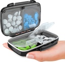 BEXEEN Small Pill Box for Purse Mini Pill Case - מארגנת גלולות תרופות - Portable Piller Compact Pill Holder Moisture Proof Pocket מארגנת 4 השוואת תרופות Kit