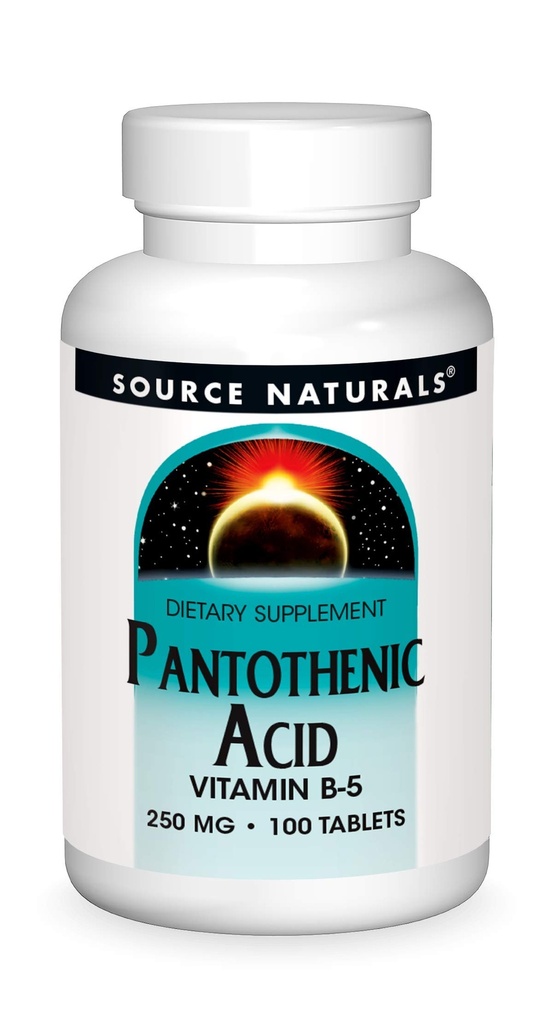 מקור טבעי Pantothenic Acid 250 מ"ג ויטמין B-5 Dietary תוסף - 100 טבליות