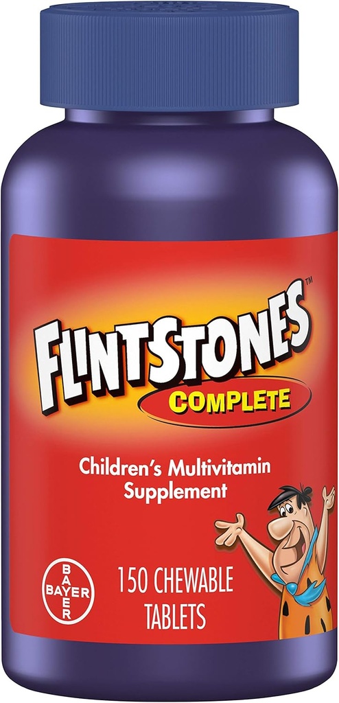 פלינטסטוןs Chewable Kids ויטמינים, מלא Multivitamin לילדים ופעוטות עם ברזל, Calcium, ויטמין C, ויטמין D & יותר, 150ct