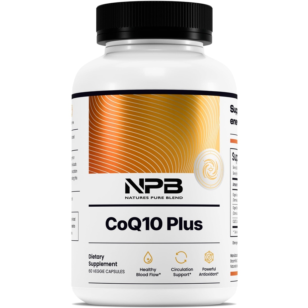 הכדור הטהור של הטבע CoQ10 Plus - פורמולה אנטי-חמצן עם Arjuna & Shakhpushpi - CoQ10 Ubiquinol עבור Circulation, Blood Flow & Energy - Coenzyme Q10 עבור מערכת החיסון - 60 קפסולות