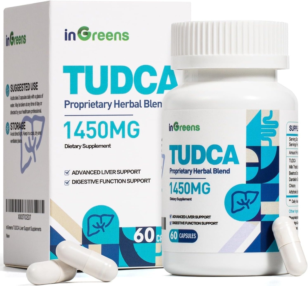 1450MG TUDCA Liver תוסף, Bile Salts Liver Support Complex, Liver Health for Liver Kidney ניקויse Detox ותיקון, 60 קפסולות