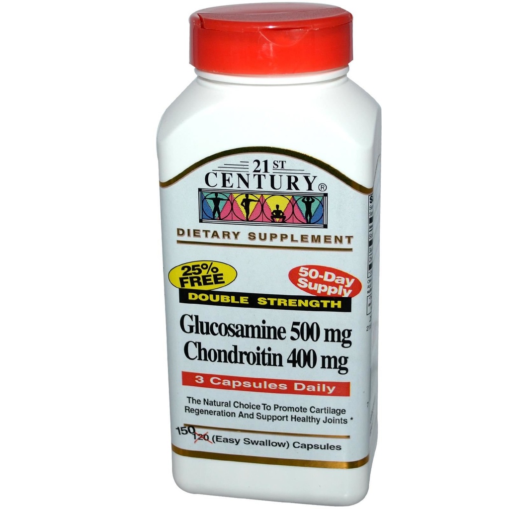 המאה ה-21 Glucosamine Chondroitin 500 / 400 מ"ג - כוח כפול, cp 150 Count