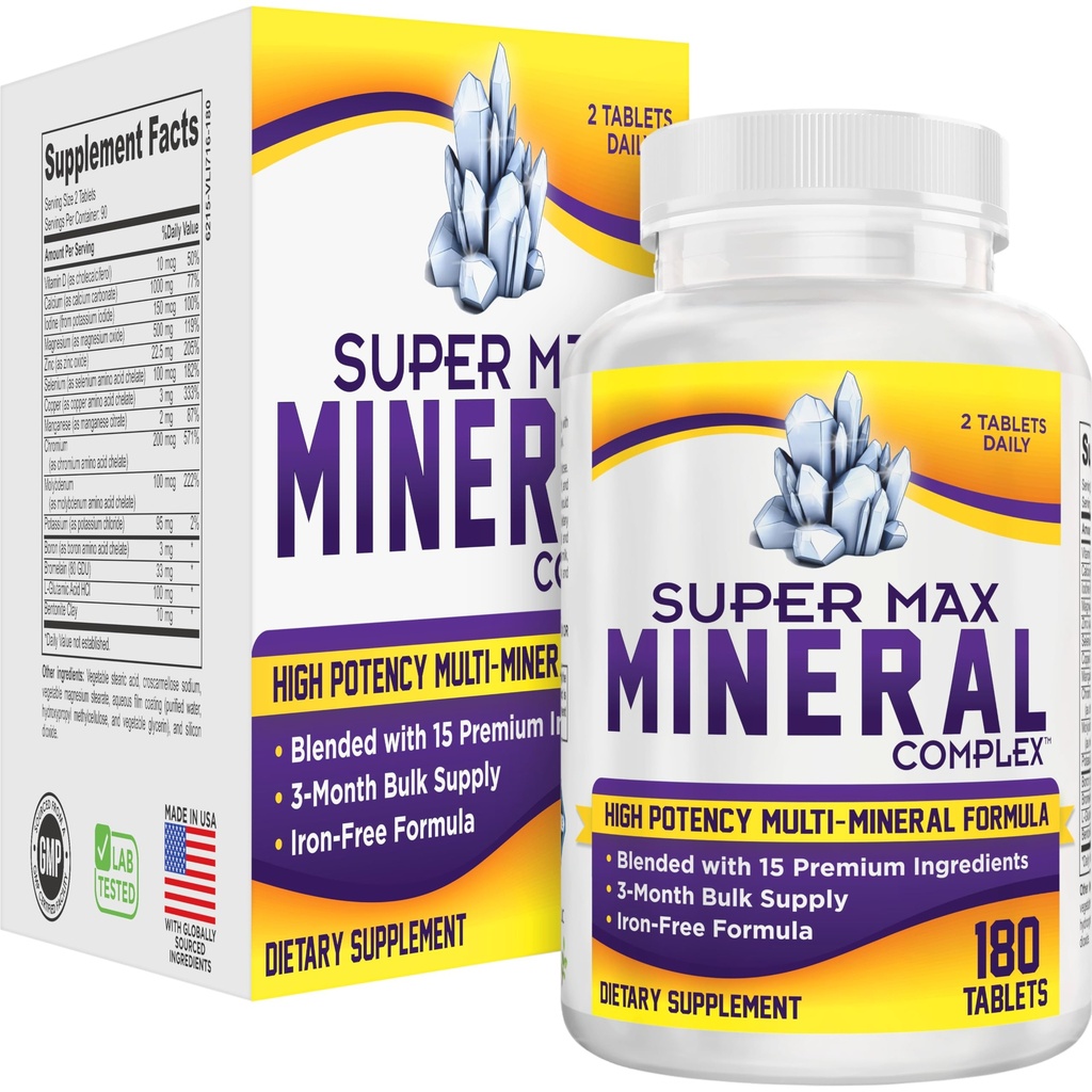 3 Monteh Multimineral תוסף (Iron Free) Natural Multiminerals | High-Potency Multi מינרלים תוספי (15-in-1) מחסנים מינרלים פורמולה