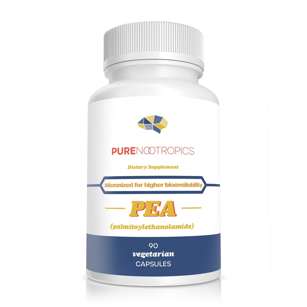 Pure nootropics - Palmitoylethanolamide (Micronized Pea) 400 מ"ג קפסולות | 90 Veg Caps Value Pack | תמיכה הקלה מ- Occasional Discomfort