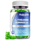 L-theanine Gummies, l'theanine 400 מ"ג עם Ashwagandha, GABA, 5HTP, L-theanine Chewable תוספת עבור להירגע, Zzz & Focus תמיכה, לימון, פלבדור 60 הרוזן