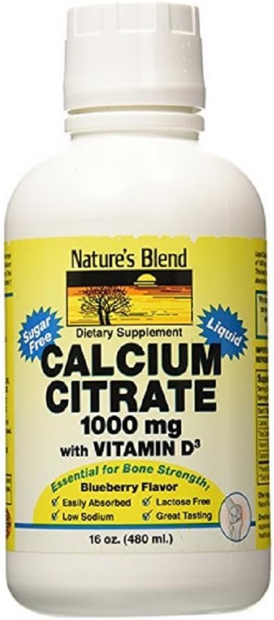 הקערה של הטבע Calcium Citrate with D3 Blueberry Flavored נוזל 16 oz כל אחד (Pack of 2)