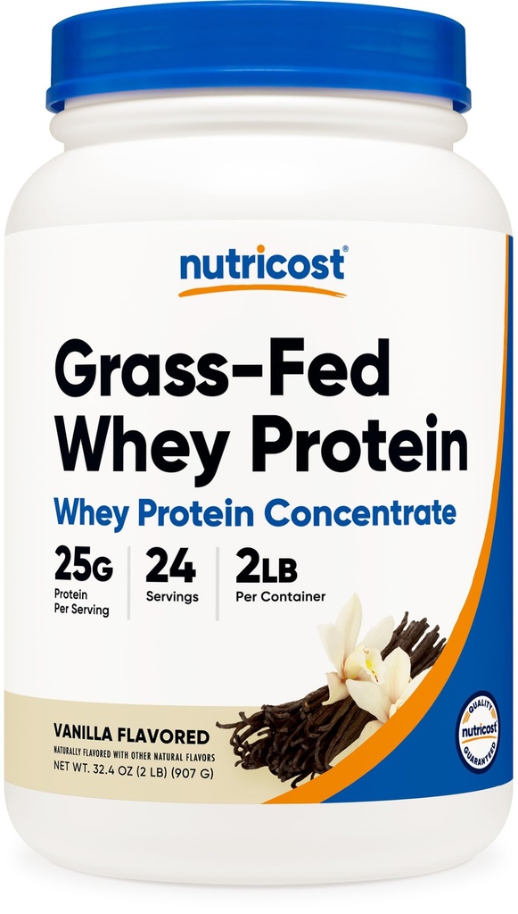 חומרים מזינים Grass-Fed Whey חלבון ריכוז (Vanilla) 2LBS - Undenatured, non-GMO, Gluten Freeten