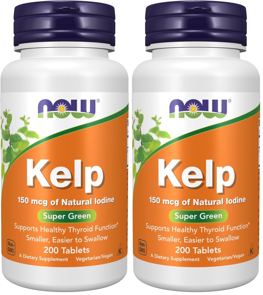 עכשיו תוספים, Kelp 150 mcg של טבעי Iodine, Easier to Swallow Tablet, Super Green, 200 טבליות (Pack of 2)