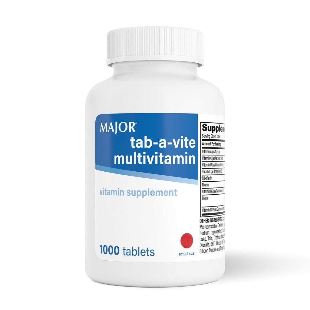 MAJOR Tab-A-Vite Multivitamin טבליות - Gluten-Free Multivitamin למבוגרים, תומך בריאות כוללת, תוסף רב-מין, 1000 Count