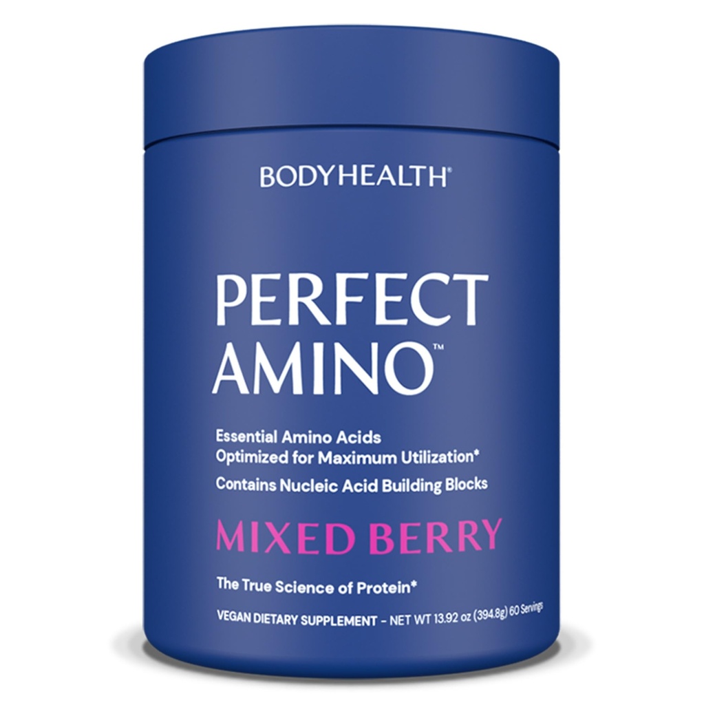 אבקת BodyHealth PerfectAmino - BCAA ו- EAA עבור Pre ו- Post Workout - Amino Acid Energy Drink for Men and Women to Support Lean שריר ושיקום - מעורב ברי - 60 משרתים
