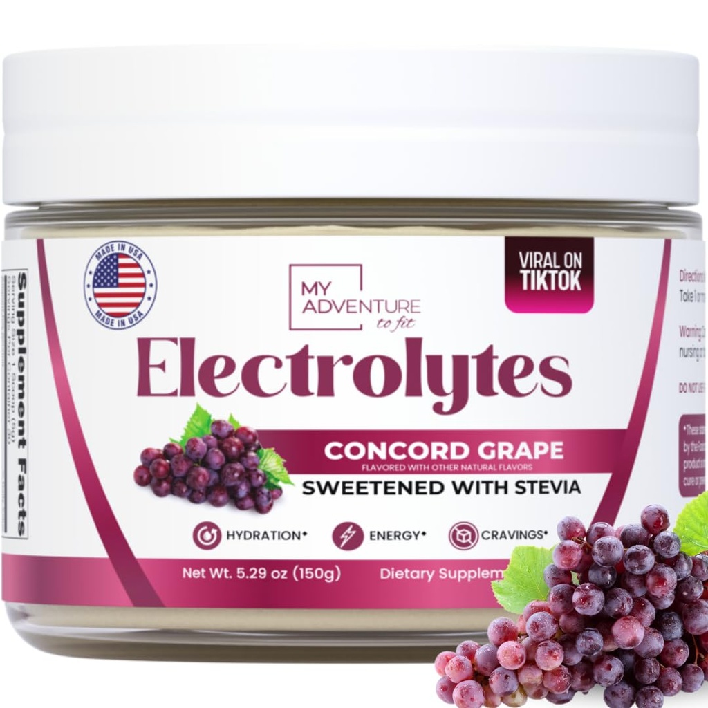 Zero Sugar - Concord Grape Electrolytes אבקת - מאוד מרענן הידרציה - Caffeine Free Energy with All Natural Ingredients - טבעוני, Keto & Paleo - סוכר חינם אלקטרוליטים לשתות לערבב - 30 משרתים