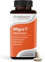 Life Seasons Migra-T עם Relieve-R ראש הממשלה - Migraine Prevention & Relief תוסף - תומך ב-Se Headaches - מצמצם את Light Sound & Odor Sרגישות - Feverfew, White Willow, Magnesium Johnson & CoQ10