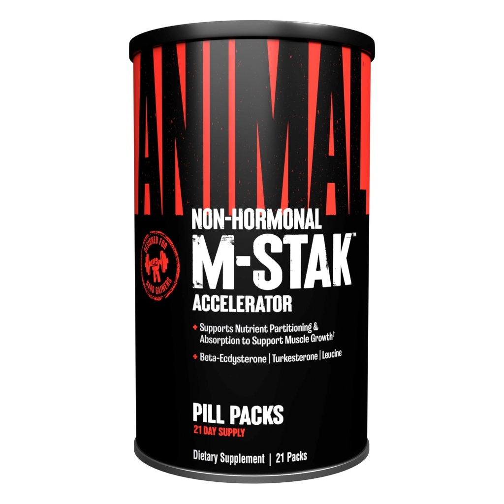 Animal M-Stak - שריר בונה ו Anabolic Mass Gainer תוספת לבניית גוף - Lean שריר צמיחה, Amino Complex and Pre Workout אנרגיה, 21 Packs