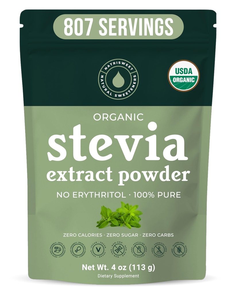 אורגני 100% אבקת Stevia טהור, 4 oz, Satisfies Sweet Cravings, מורידה את רמות הסוכר בדם עבור סוכרת, Bulk אבקת Stevia לחלץ Sweetener עבור Better Baking & Beverages, 800+ לשרתים על ידי Ntri Sweet Sweet Sugar רמות עבור דיקומביטיקה, Bulk אבקת Stevia לחלץ Sweetener עבור Better Baking & Beverages, 800+ לשרתים על ידי Natri Sweet Natri