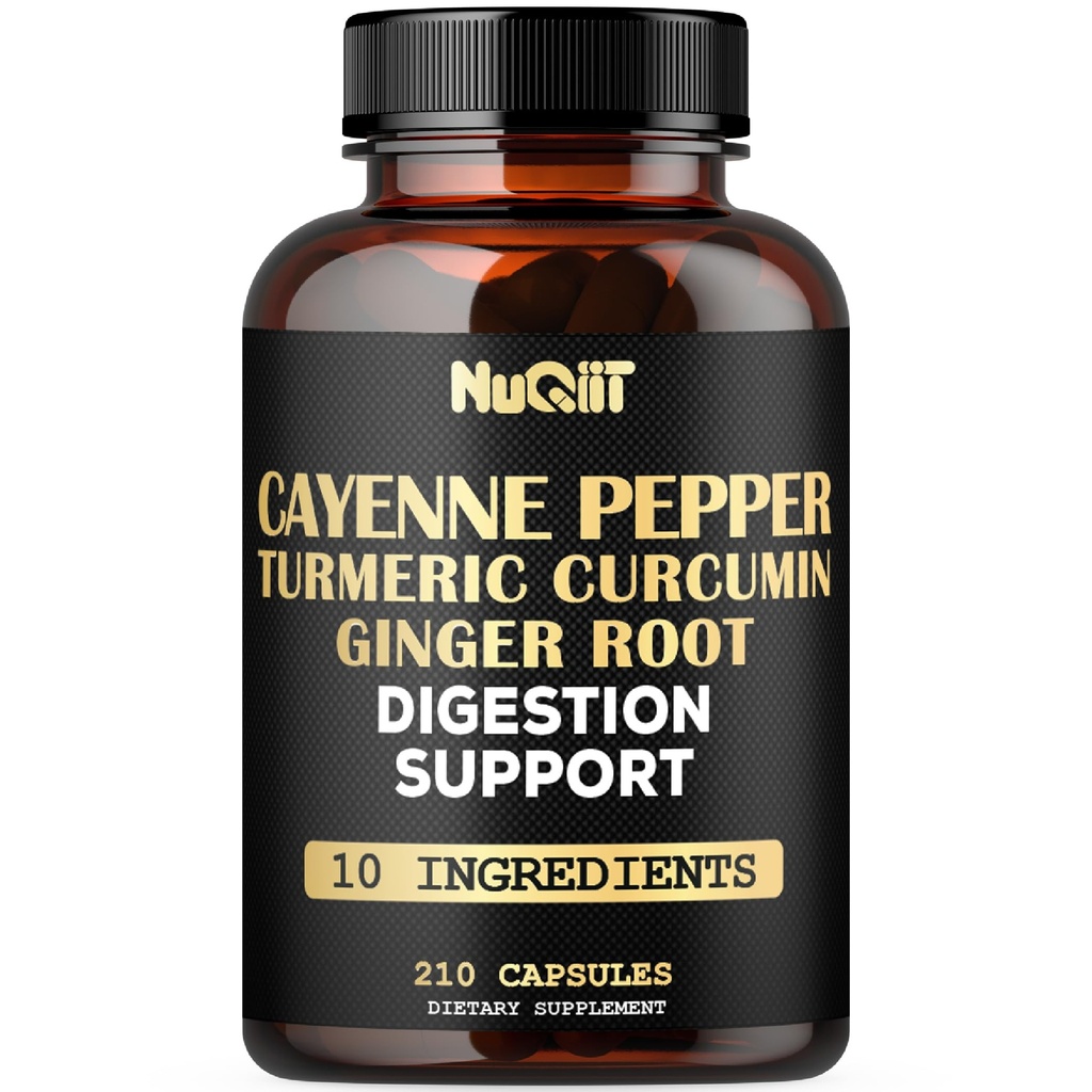 קייאן פפר תוספת עם Turmeric Curcumin Root, ג'ינג'ר Root, Ceylon Cinnamon Bark & More - Immune System, Joint Health & Digestive Health Support - 210 קפסולות