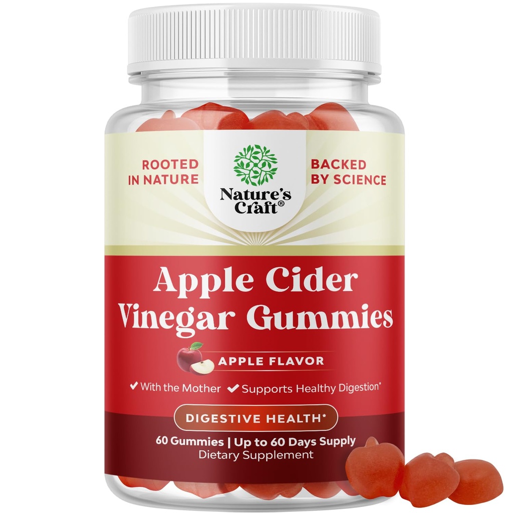 Apple Cider Vinegar Gummies for Weight Loss - ניקוי ו-Detoxmies for Gut Health, Bloating & Energy Support - ACV צ'אדים עם ויטמין B12, B6 & Pomegranate for Better Metabolism - 60 הרוזן