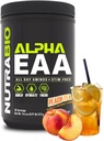 NutraBio Alpha EAA - All-Day Amino Acids לצמיחת שרירים ושיקום - Amino Acids חיוני עם nootropics & Fitogens- Full Spectrum EAA BCAA אבקת - 30 משרתים - Peach Tea