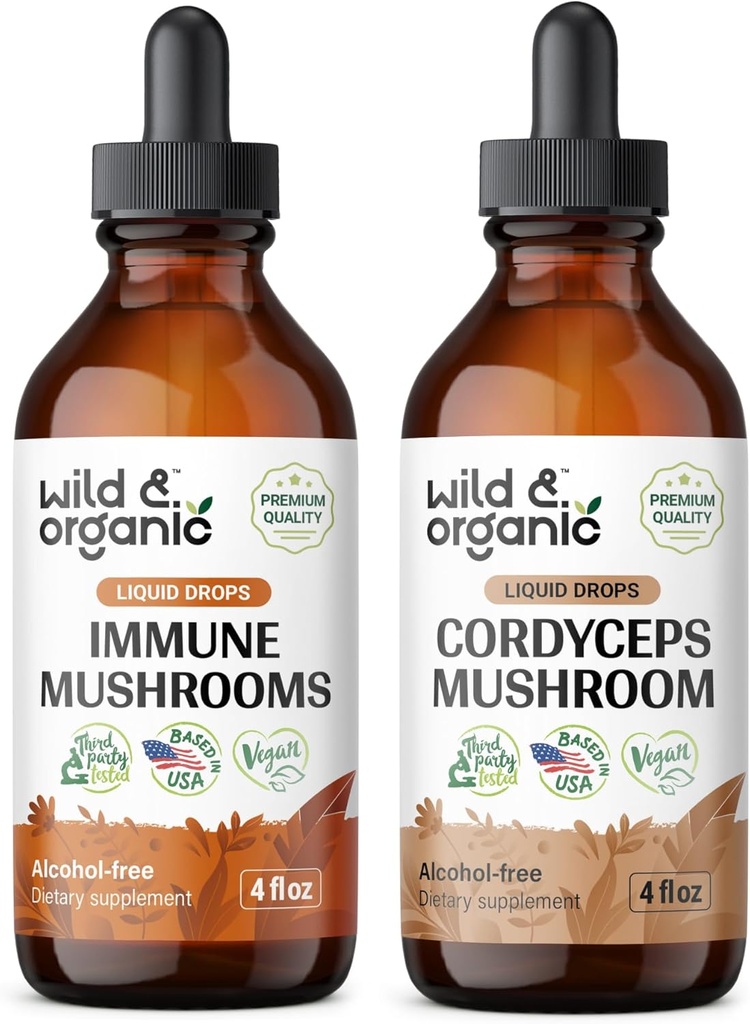 Wild & Organic Immune Mushroom Tincture 4 fl oz & Cordyceps Tincture 4