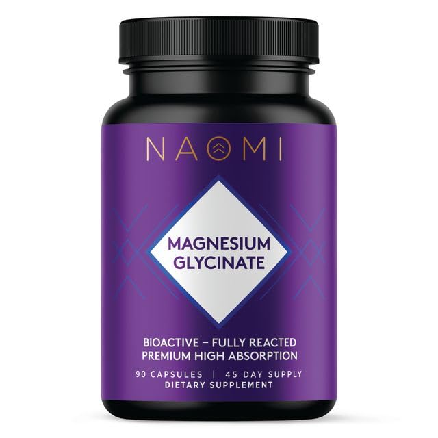 NAOMI Magnesium Glycinate - bioactive Fully Reacted Premium High Absorption - תומך שריר, עצב, בריאות הלב - Chelamax Magnesium Bisglycinate - 90 קפסולות, 45 יום אספקה