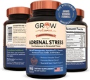 גדל ויטמין Adrenal Stress מתקדם פורמולה, אורגני KSM-66 Ashwagandha עם AlphaWave L-theanine, 5-HTP, Magnesium Bell - Everyday Stress Relief, Mood Support, Cognitive, Brain Health, 90 קפסולות