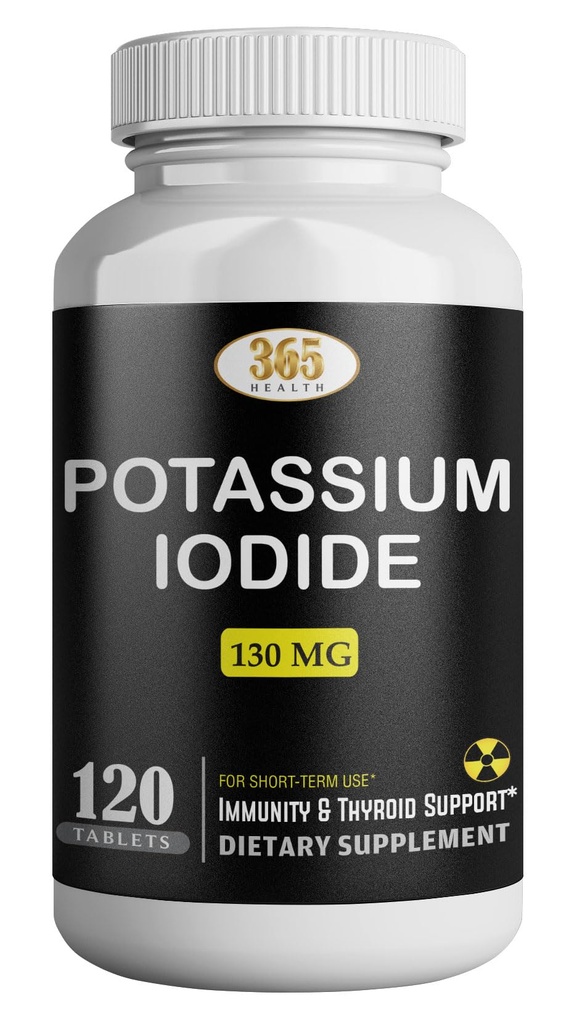 Potassium Iodide130 מ"ג - KI Tablets- Potassium130 מ"ג - ארצות הברית Made Potassium Iodine Pills YODO Naciente, Yoduro de Veasio - 120 טבליות