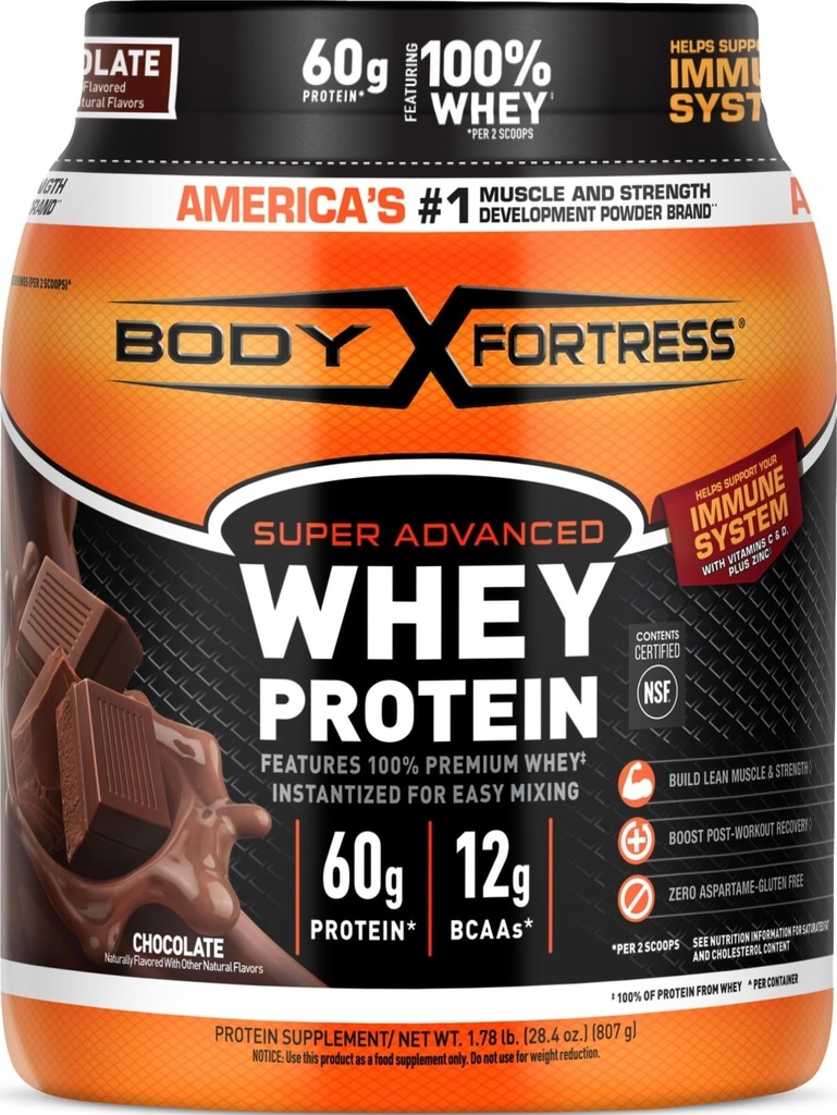 גוף מבצר 100% Whey, אבקת חלבון פרימיום, שוקולד, 1.78lbs