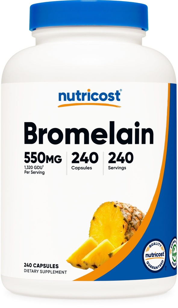 תוספי מזון Bromelain כמוסות (240 קפסולות) - 550 MG Per לשרת, טבעוני, non-GMO, GMP Compliantantant